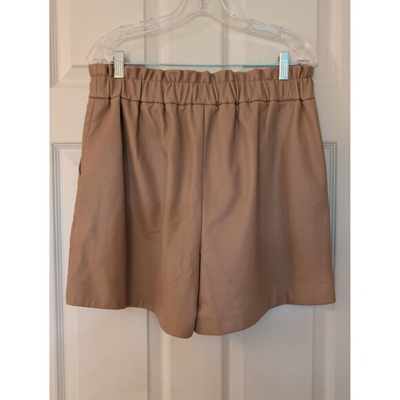 The Drop Womens Tan Faux Leather High-Waisted Shorts Size L Cute Fall Clothing - Picture 7 of 11